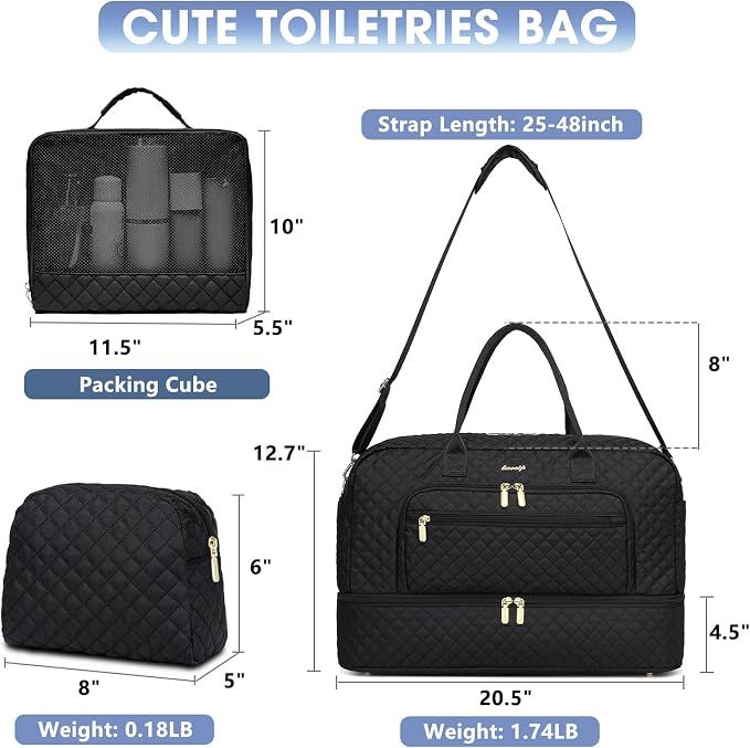 Large Women's Travel Duffel, Weekender with Shoe Compartment, Carry On Overnight Bag, Gym Duffel with Wet Pocket, Hospital Bags Set - Image 2