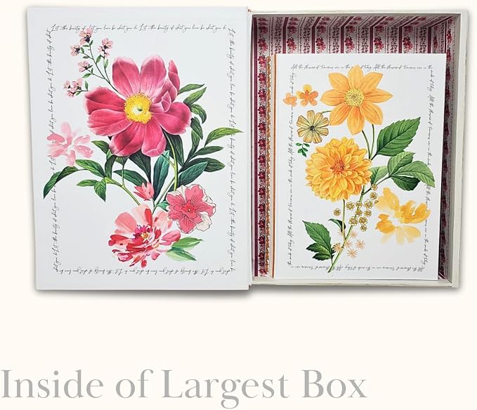 Punch Studio Decorative Storage Boxes with Lids | Nested Book Style Set of 3 Coated Cardboard Keepsake Box for Photos Documents Gifts Home Organization, 11” x 13.5” – Notable Florals - Image 4