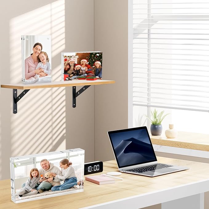 4x6 Acrylic Picture Frame 10 Pack | Clear Picture Frames Double Sided Magnetic Freestanding Photo Block Frame Desktop Display Floating Frameless - Image 6