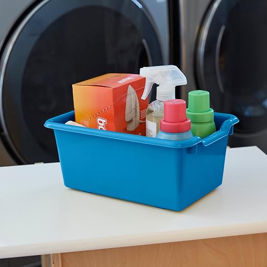ECR4Kids Scoop Front Storage Bin, Multipurpose Organization, French Blue, 15-Piece - Image 9
