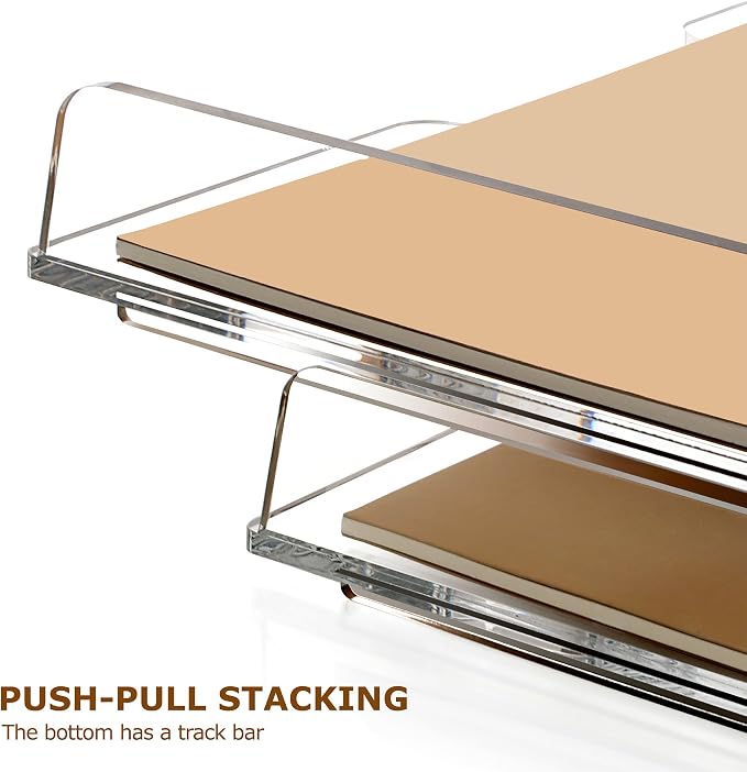2 Pack-Stackable Paper Letter Tray Enlarged A4 File Desk Organizer Acrylic | Desk Organizers and Accessories Sorter Tray, Clear Workspace Office Supplies Organizers, 13.78inx9.25inx3.62in - Image 5