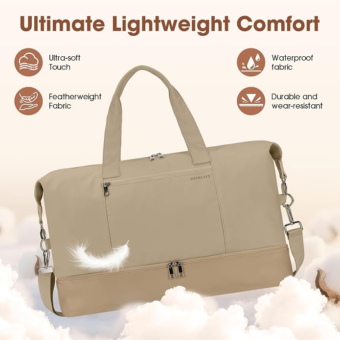 Women's Weekender bag Travel Duffel Bag with Shoe Compartment 21-inch Airline-Approved Carry-On, 2-Piece Overnight Bag Set Personal Item Luggage - Image 2