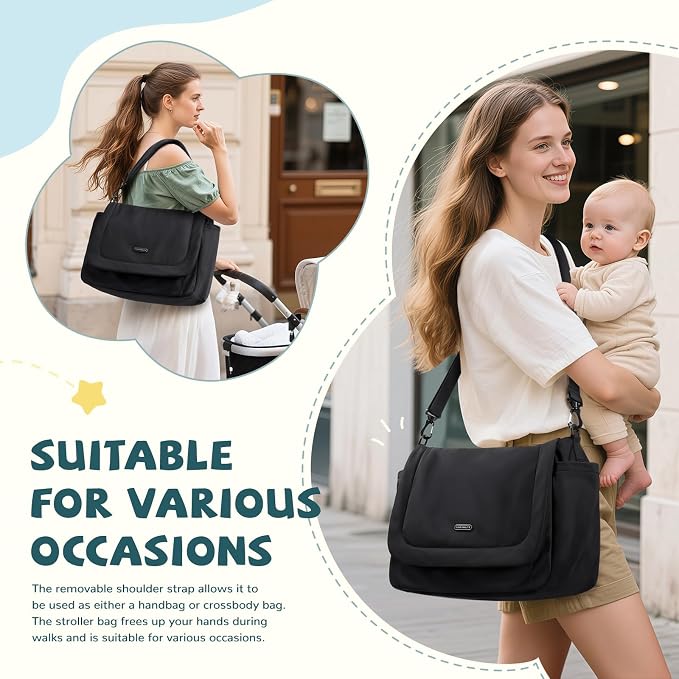 14L Puffer Diaper Bag Tote, Large Capacity Travel Diaper bags, Crossbody Hospital Bag for mom - Image 8