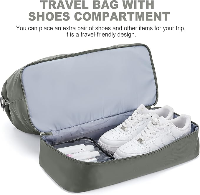Weekender Bags for Women, Travel Duffel Bags with Shoe Compartment,Personal Item Travel Bag for Airlines, Carry on Overnight Tote Bag for women with Toiletry Bag, Olive Green - Image 5
