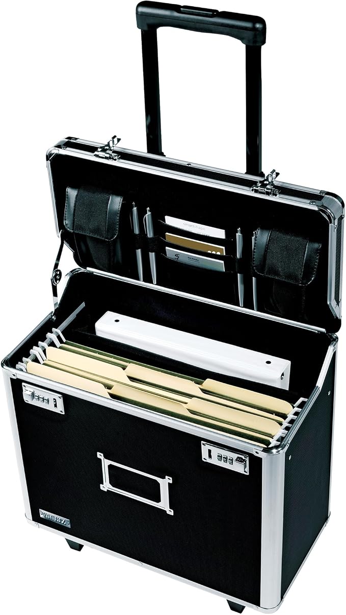 Vaultz Locking Mobile Business Case, Legal Size, Black, 14.5 x 13.5 In | Key lock securely closes case for documents on the go, legal-size interior fits letter and legal paperwork, durable case by Vaultz