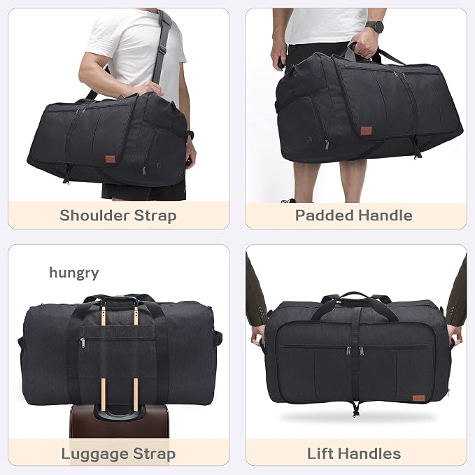 80L EXTRA LARGE Foldable Waterproof Travel Duffle Bag for Men and Women | with Shoe Compartment, 26" Duffel for Weekender Gym Sport, Tear Resistant - Image 5