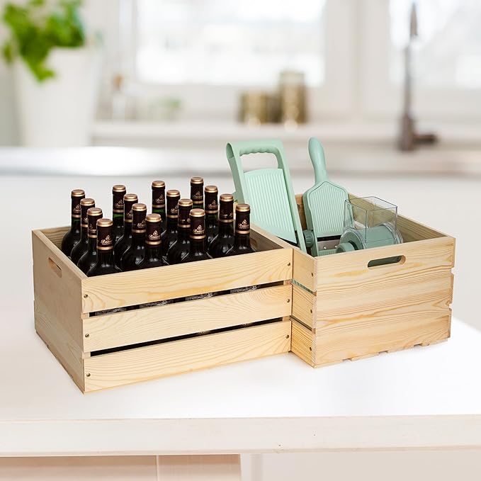 1 Piece Large Pine Wood Crates For Storage, Unfinished Wooden Crates | The Wooden Storage Crates Are Made Of Solid Wood, Wide Range Of Uses ,For DIY - Image 5
