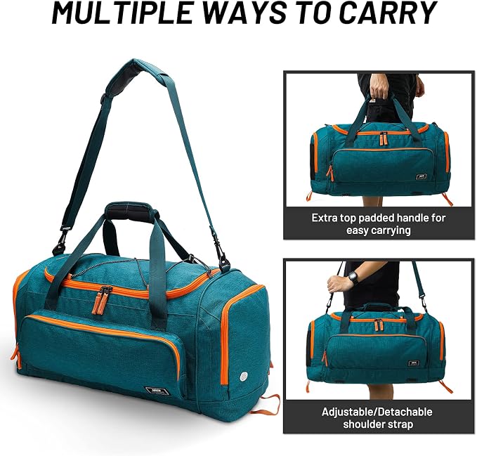 MIER Large Gym Bag for Men 60L Duffel Bag with Shoe Compartment | Lightweight & Durable Sports Duffles; Suited for Workout Fitness Travel Weekender; Water Resistant; Adjustable Shoulder Strap - Image 2