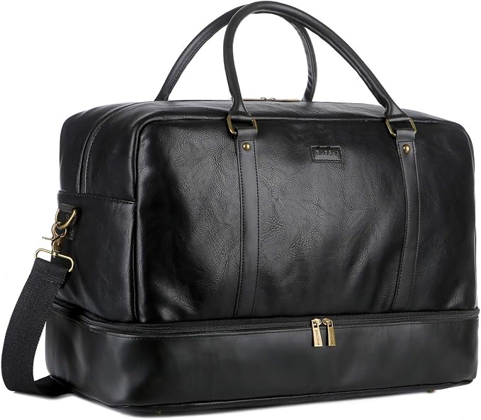 Baosha Vegan Leather Large Travel Duffel Tote Bag Carry On Weekender Overnight Bag With Shoe Compartment HB-38 by Baosha