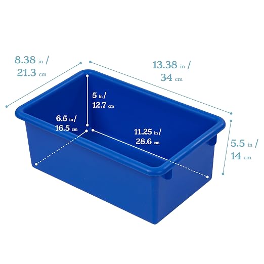 ECR4Kids Cubby Storage Plastic Bin with Lids, Multipurpose Organization, Blue, 10-Piece | Durable plastic, GREENGUARD Gold Certified, 7 quart capacity, lightweight & nestable, easy-lift lids, classroom/home use - Image 2