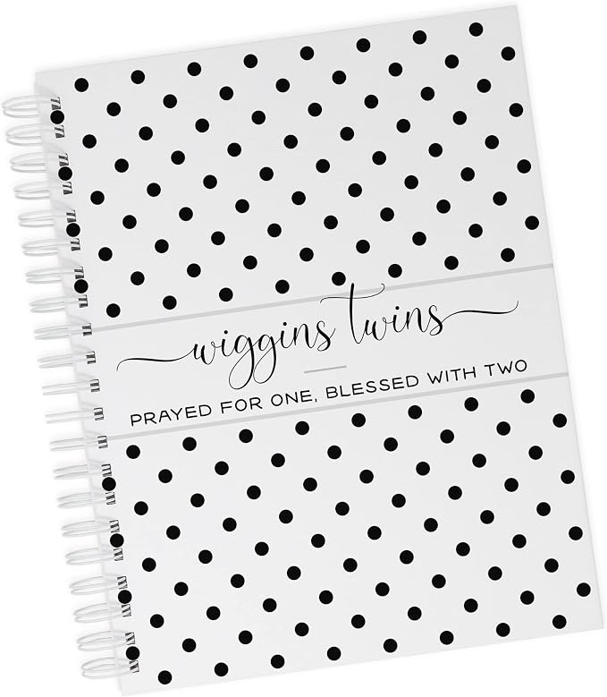 Personalized Twin Pregnancy Journal - Hardcover Pregnancy Memory Book Customized with Babies’ Names, Nicknames or Phrase - Prompted Journal for New Moms (Black & White Polka Dots) by Unknown