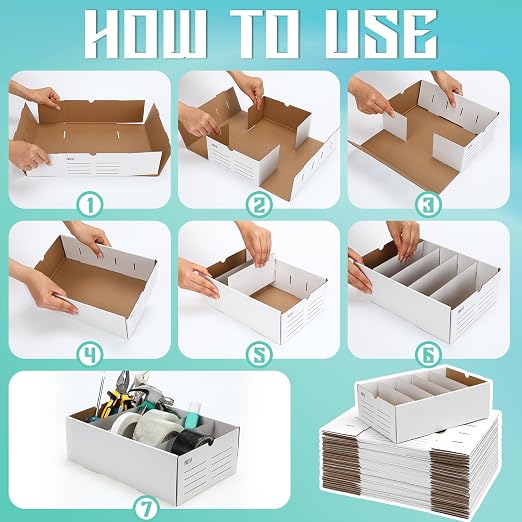 Teenyyou 30 Sets Cardboard Parts Bins Boxes Kraft Cardboard Storage Bins with Dividers for Parts Shelves Stem Project Online Store Inventory Organized (White,12 x 8 x 4 Inches) - Image 3