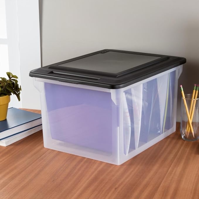 Sterilite File Box Tote with Lids for Letter and Legal Folders, 12-Pack | Stackable Plastic Document Storage and Paper Organizer for Home, Office, Desk, and Dorm Organization - Image 7