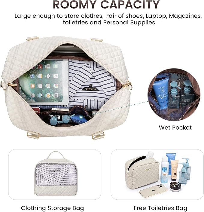 LOVEVOOK Travel Duffle Bag,Weekender Bags for Women with Shoe Compartment，Carry on Overnight Bag with Toiletry Bag,Gym Duffel Bag with Wet Pocket, Hospital Bags for Labor and Delivery - Image 3