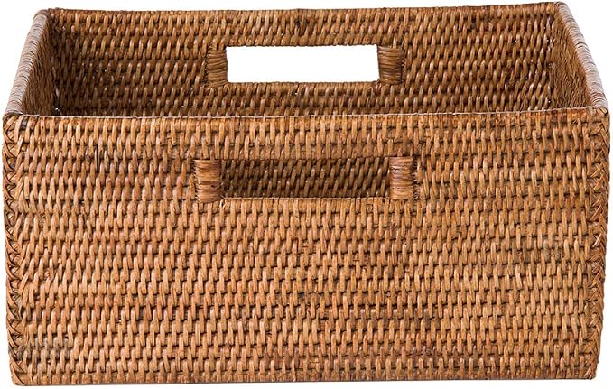 KOUBOO La Jolla Rattan Shelf Handles, Medium, Honey-Brown Storage Basket, | Handwoven natural texture, cutout handles for easy carrying, versatile shelf organization, compact household storage solution - Image 6