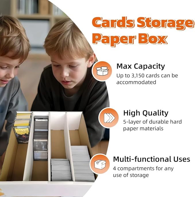 4 Set Sports Card Storage Boxes 3150 Count Bulk Card Trading Cards Collection Box Cardboard Card Storage Box for Card Game Baseball Card Sorting Tray Cases Cards with 4 Dividers Collector - Image 4