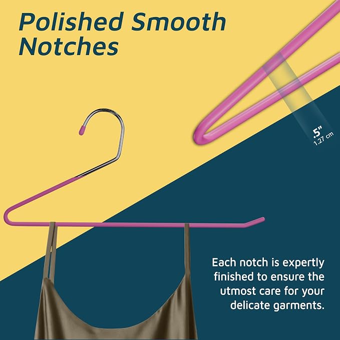 Lifemaster Metal Pants Hanger Set - 50 Pieces Elegant Non-Slip Closet Space Saving Hanger Set for Pants, Trouser, Blankets, and Jeans with Open Ended Sleek Design - Pink - Image 4