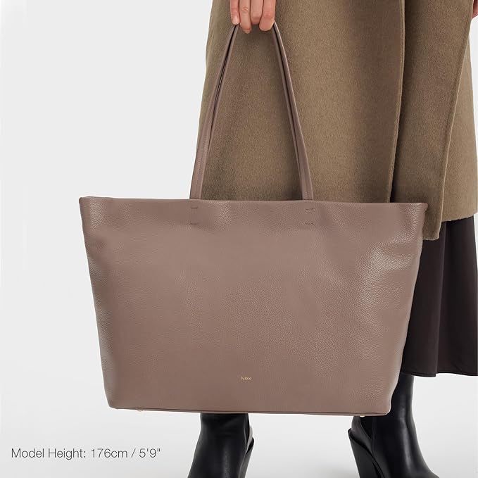 Kattee Genuine Leather Tote Bags for Women 2026, Soft Shoulder Purses and Handbags Zipper Totes Extra Large Travel Work - Image 3