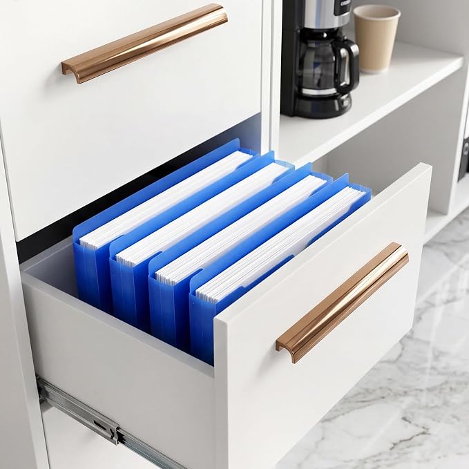 Dunzoom 50 Pack File Jackets Letter Size 2 Inch Blue Expansion Manila Plastic File Folders Expandable Heavy Duty Reinforced Straight Cut Tab Expandable Document Jacket for Office - Image 6