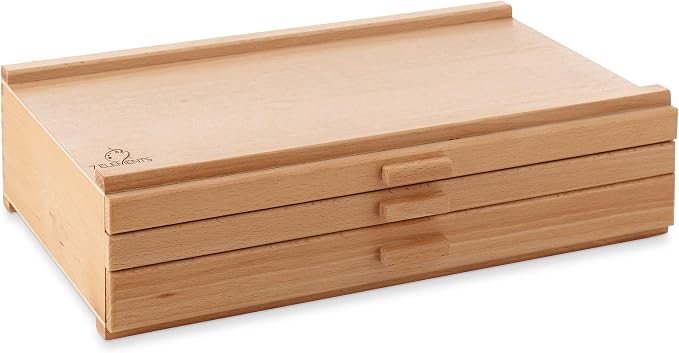 7 Elements 3 Drawer Wooden Artist Storage Supply Box for Pastels, Pencils, Pens, Markers, Brushes and Tools - Image 4