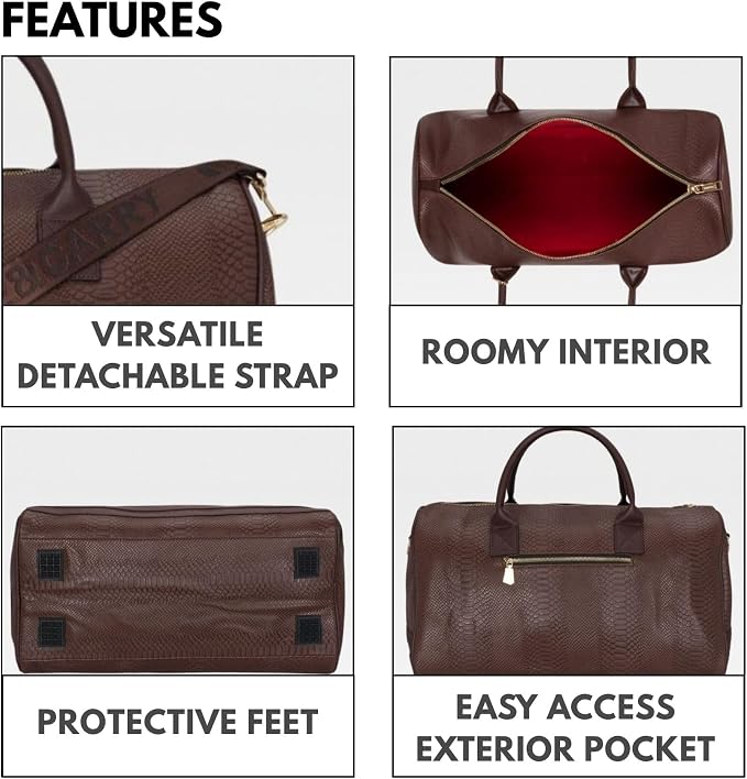 Tote&Carry Apollo 2 Duffle Bag for Travel Women & Men, TSA Approved Carry On Duffel Bag, Premium Vegan Leather w/Gold Hardware, Durable Weekender Luggage for Gym, Sports, Overnight & All-Purpose Use - Image 4