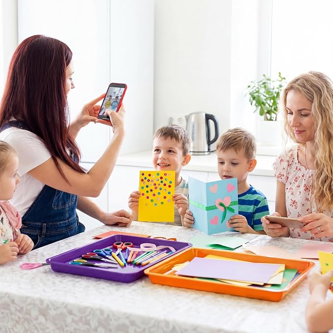Maitys 15 Pack Plastic Art Trays 12 x 16 Inch Activity Crafts Trays Sensory Tray DIY Projects, Painting, Beads, Jewelry Office Home Organizer Arts and Crafts Supplies(Vibrant Color) - Image 6