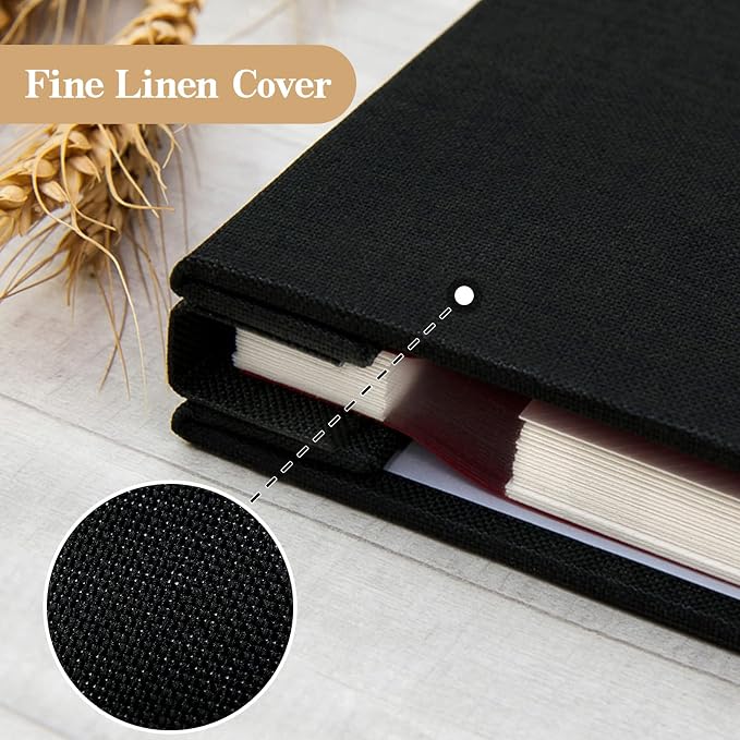 potricher Self Adhesive Photo Album 40 Pages, Linen cover, Black | Photo Album Self Adhesive 4x6 5x7 8x10 Pictures, Linen Cover DIY Scrapbook Albums for Family, Wedding, Baby, Anniversary - Image 5