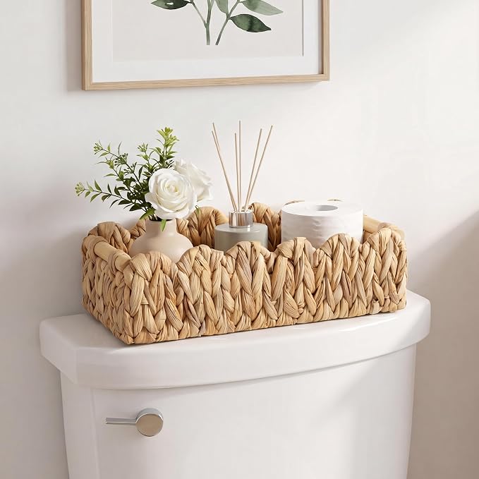 StorageWorks Toilet Paper Storage Baskets, Living Room Organizers | Scalloped Wicker Basket for Living Room, Decorative Scalloped Baskets for Storage, Wicker Baskets for Organizing and Decor - Image 6