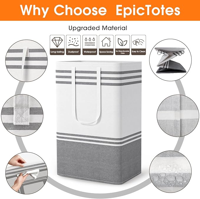 3 Pack Large Laundry Baskets, Laundry Hampers, Freestanding Waterproof Collapsible Clothes Bag with Extended & Reinforced Handles - Clothes Basket for Dorm, Bathroom, Home (88L) - Image 4