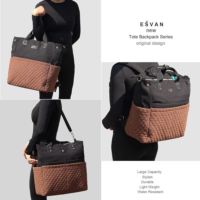 Diaper Tote Bag Totepack Backpack Crossbody Bag 3 in 1 for Women Laptop Backpack Multifunctional with Insulated Pockets - Image 5