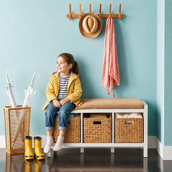 6 Hand-Woven Wicker Storage Baskets 13x11x11in, Water Hyacinth Shelf Bins | ECO-FRIENDLY & SUSTAINABLE - Image 2