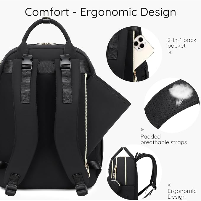 Large Diaper Bag Backpack with Changing Pad & Pacifier Case, Green | Multi-functional lightweight waterproof maternity & toddler travel backpack. Insulated, wet/dry pocket & stroller straps - Image 7