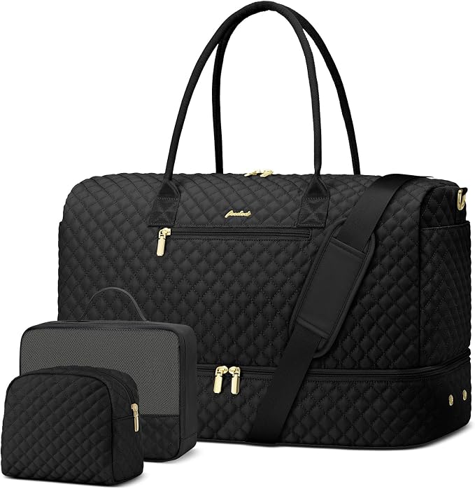 Travel Weekender Carry-on Bags for Women: Duffel Bag with Shoe Compartment | 40L Capacity for 5 Day Trip Waterproof Durable Toiletry Bag Wet Pocket for Damp Items Suitable for Weekend Trips Hospital by FOCDOD