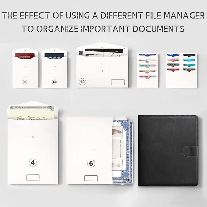 JOYCE Important Document Organizer 14 Expanding Pockets,Black | Waterproof leather binder with 13 Card Slots for Passports, Birth Certificates, Tax Files and Wills - Image 5