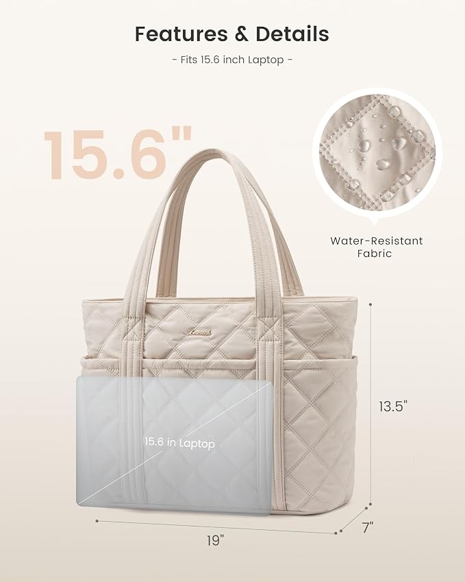 LOVEVOOK Puffer Tote Bag for Women, Puffy Work Handbag with Cup Holder, Travel Carry On Bag with Zipper for Teacher Nurse Gym - Image 9