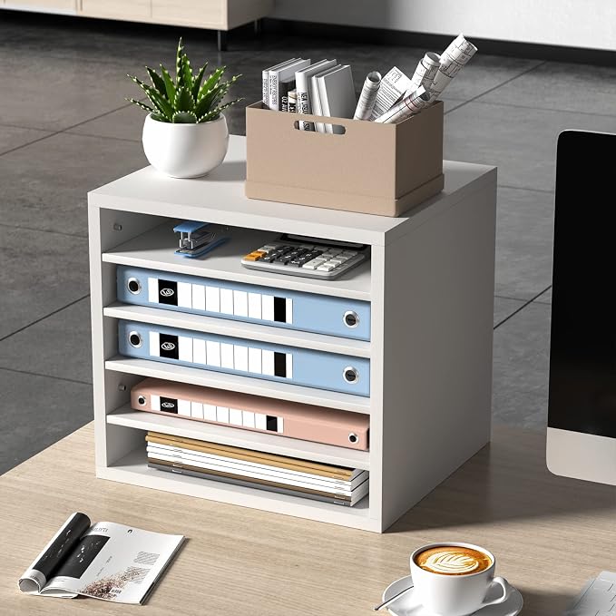 VEVOR Literature Organizers, 5 Compartments Office Mailbox with Adjustable Shelves, Wood Literature Sorter 13.9x12x13 inches for Office, Home, Classroom, Mailrooms Organization, EPA Certified, White - Image 8