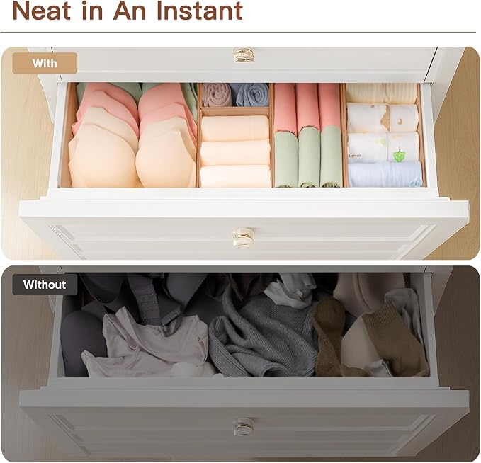 Drawer Organizer Clothes, 10 Pack Dresser Organizer for Baby Clothes, Underwear, Sock- Foldable Closet Organization and Storage Dividers Bins for Nursery, Bedroom (Brown) - Image 6