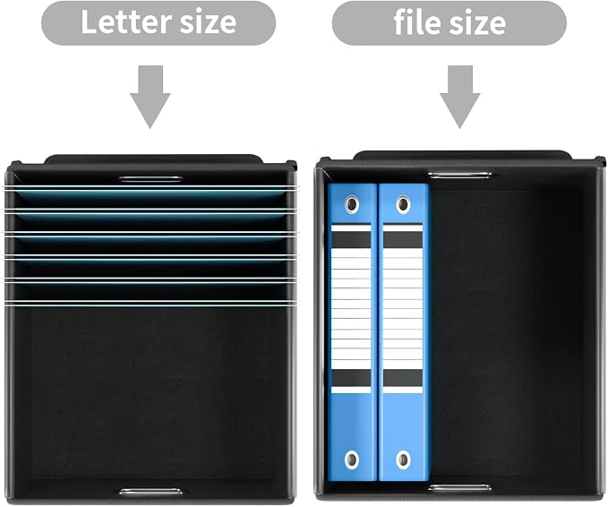 File Organizer Box with Lids, Collapsible File Folder Organizer | File Box with Plastic Slides for Office Document Storage, Filing Bin for Letter Size Hanging File Folders (1 Pack, Gray) - Image 4