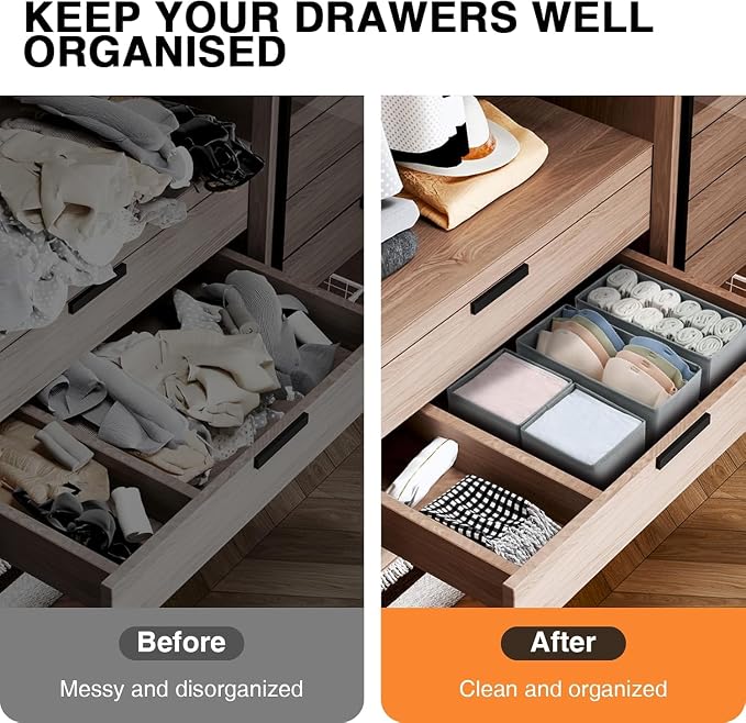 DIMJ Drawer Organizer Clothes 18 Pack - Foldable Baby Organizers and Storage & Dresser Organizer for Bedroom, Closet - Nursery Organization Dresser Dividers for underwear, Sock,Bra, Belt, Tie, Gray - Image 4