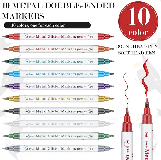 12 Pcs 2026 Graduation Guest Book with Photo Sign Decor 80 Pages Class of 2026 Scrapbook Photo Album with 10 DIY Dual Tip Metallic Markers Pens Gift, Exclude Camere(Graduation Cap,Black,10.4 Inches) - Image 5