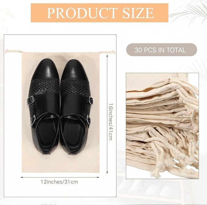 Hillban Shoes Bag for Travel Storage Dust Proof Cotton Drawstring Bag Breathable Pouch for Travel Home Pantry Accessories - Image 2