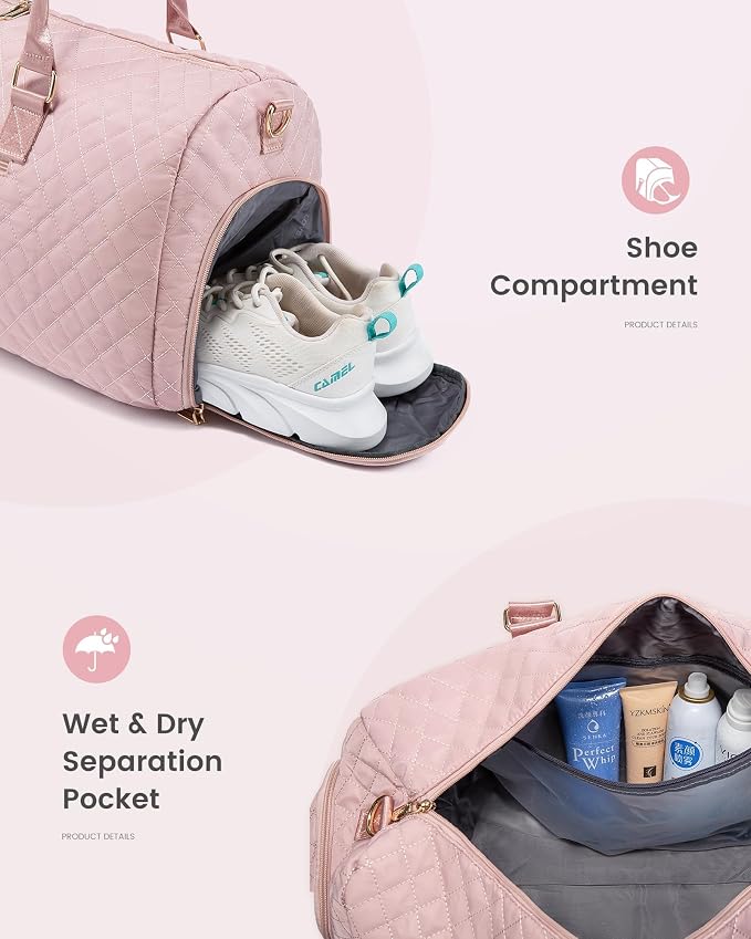 LOVEVOOK Travel Duffle Bag, Weekender Bag for Women with Toiletry Bag, Carry on Overnight Bag with Shoe Compartment, Gym Duffel Bag with Wet Pocket, Mommy Hospital Bags for Labor and Delivery - Image 4