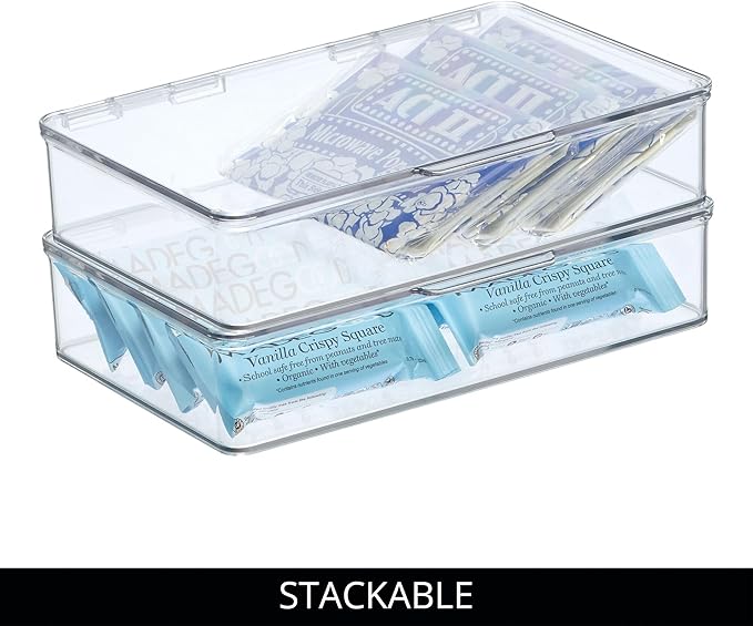iDesign Kitchen Binz BPA-Free Plastic Stackable Organizer Box with Lid - 7.26" x 10.75" x 2.37", Clear | Stackable Storage Bin with Lid - Image 3