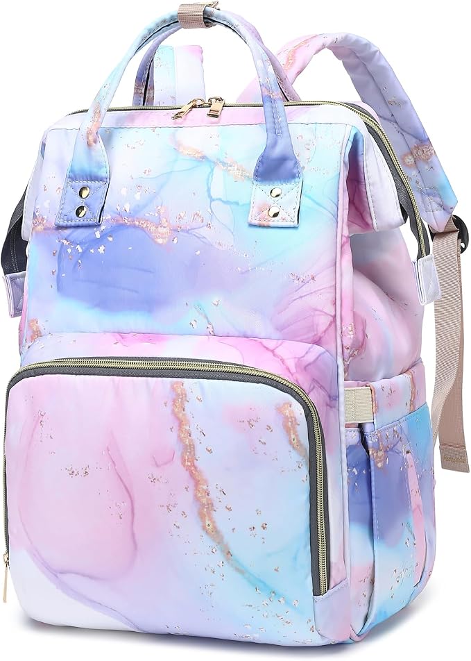 Marble Baby Diaper Bag Backpack for Girls Boys, Waterproof Large Maternity Nappy Bags for Mom by Xunteny