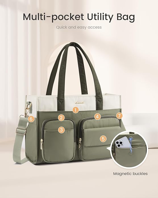 LOVEVOOK Teacher Tote Bag for Women,Multi-pocket Laptop Bag with Large Cup Holder,Nurse Bags Work Travel Computer Handbag - Image 7
