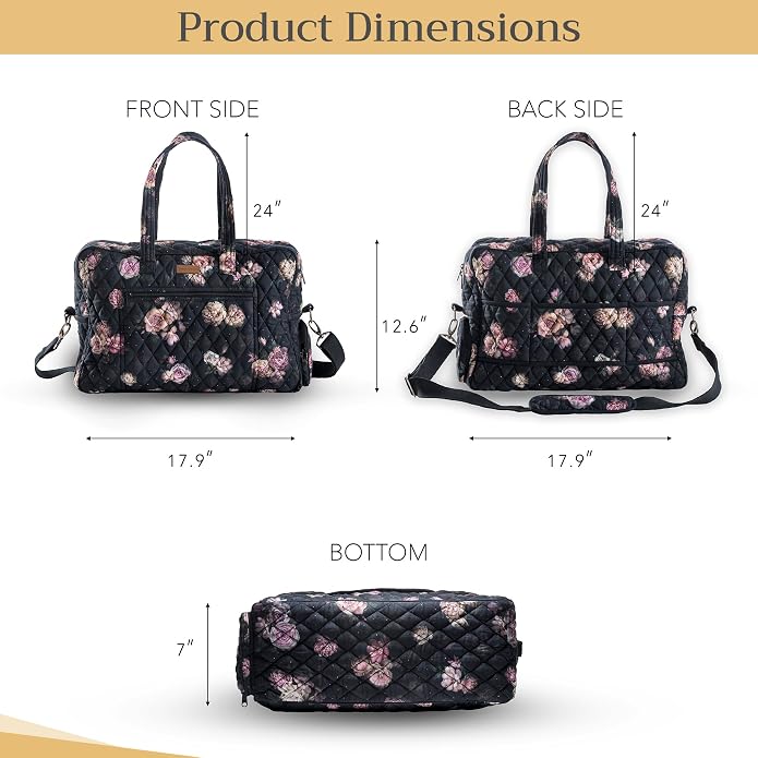 Maison d' Hermine Weekender Bags for Women Cotton Quilted Duffel Overnight Luggage Weekend Bag for Men Gym Gifts Travel | Overnight Luggage Weekend Bag for Men Gym Sports Gifts Duffle bag Business Travellers Trip Spring Summer - Image 6
