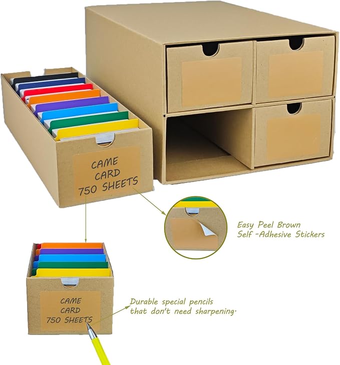 4 Sets Trading Card Storage Boxes, Includes 16-750 CT Boxes & 64 Dividers, 12000+ Trading Cards Organizer for Collectible Card Games, Sports Cards, TCG, with Labels & Pen - Image 6