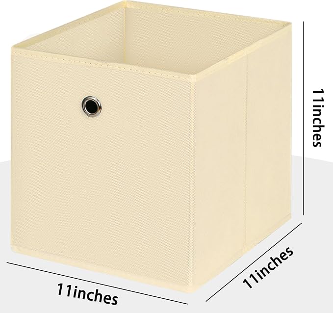 Foldable Storage Cubes Bins ,11 Inch Cloth Storage Cube Fabric Storage Box Cubes Organizer Baskets with Dual Handles for Home Organizer Set of 12 (Creamy-White) - Image 2