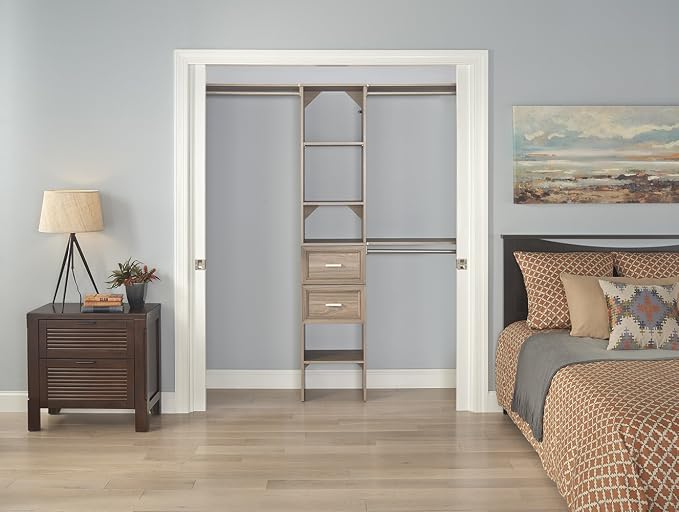 ClosetMaid SuiteSymphony Closet Organizer with Shelves and 2 Drawers, 16-Inch-Natural Gray - Image 7