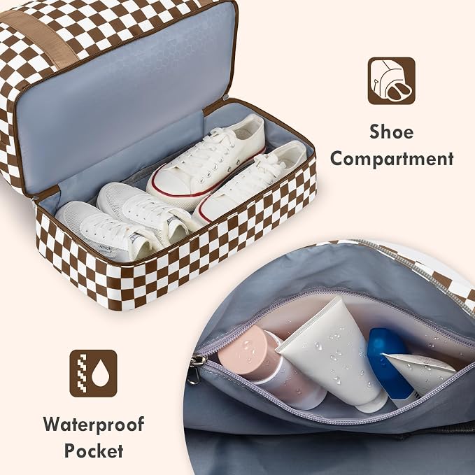 WOOMADA Weekender Overnight Bag for Women, Shoulder Travel Duffel with Shoes Compartment,Gym Bag with Toiletry Bag - Image 5
